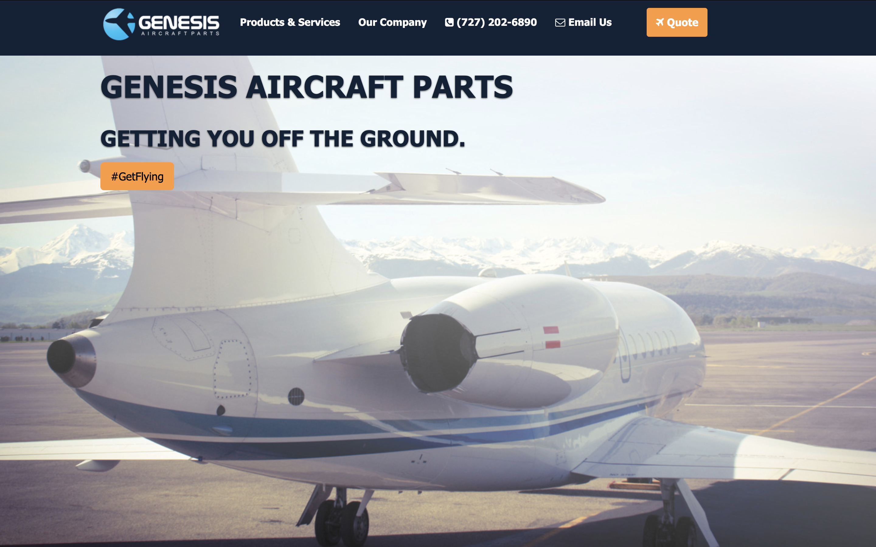Genesis Aircraft Parts homepage before the redesign