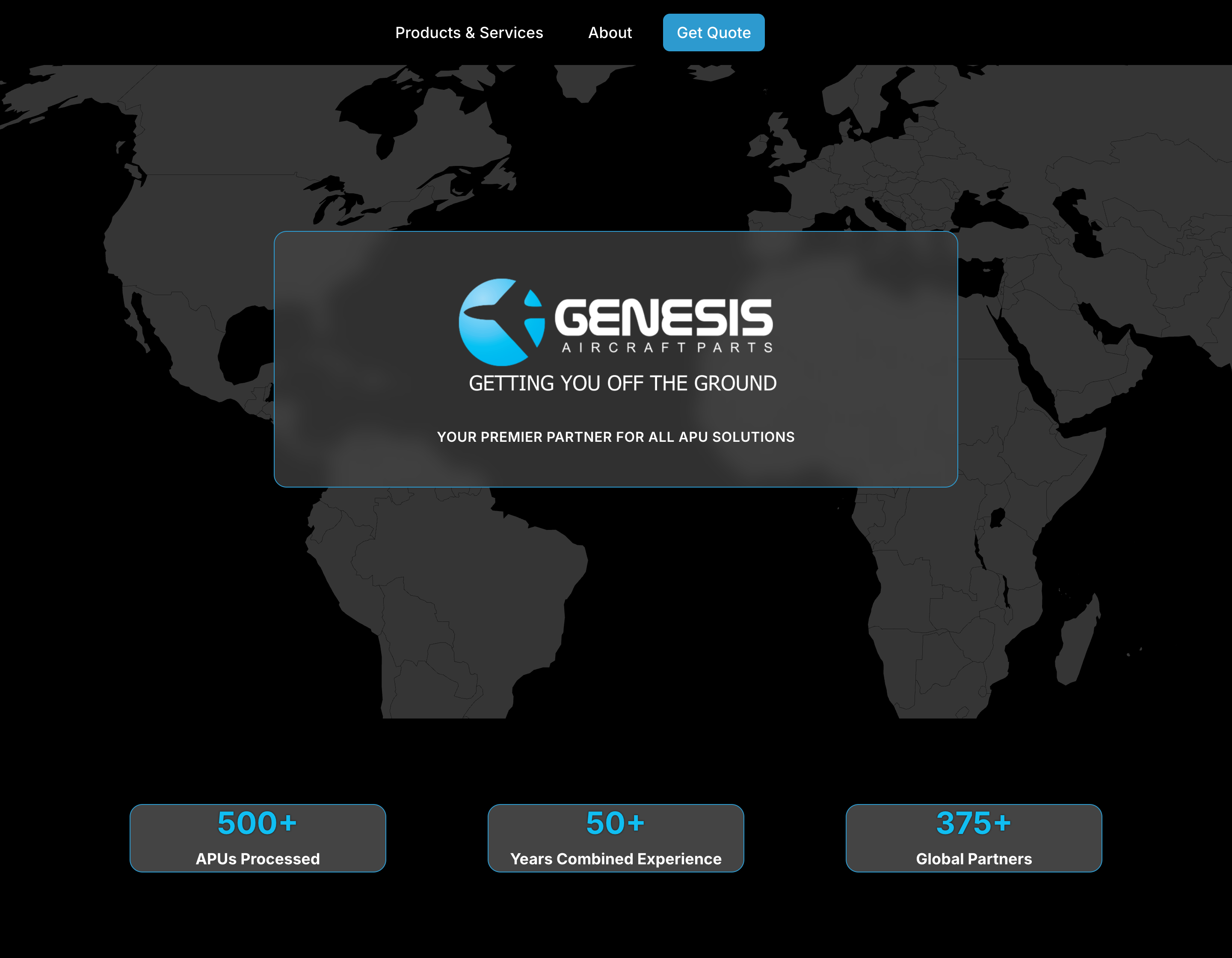 Genesis Aircraft Parts homepage after the redesign